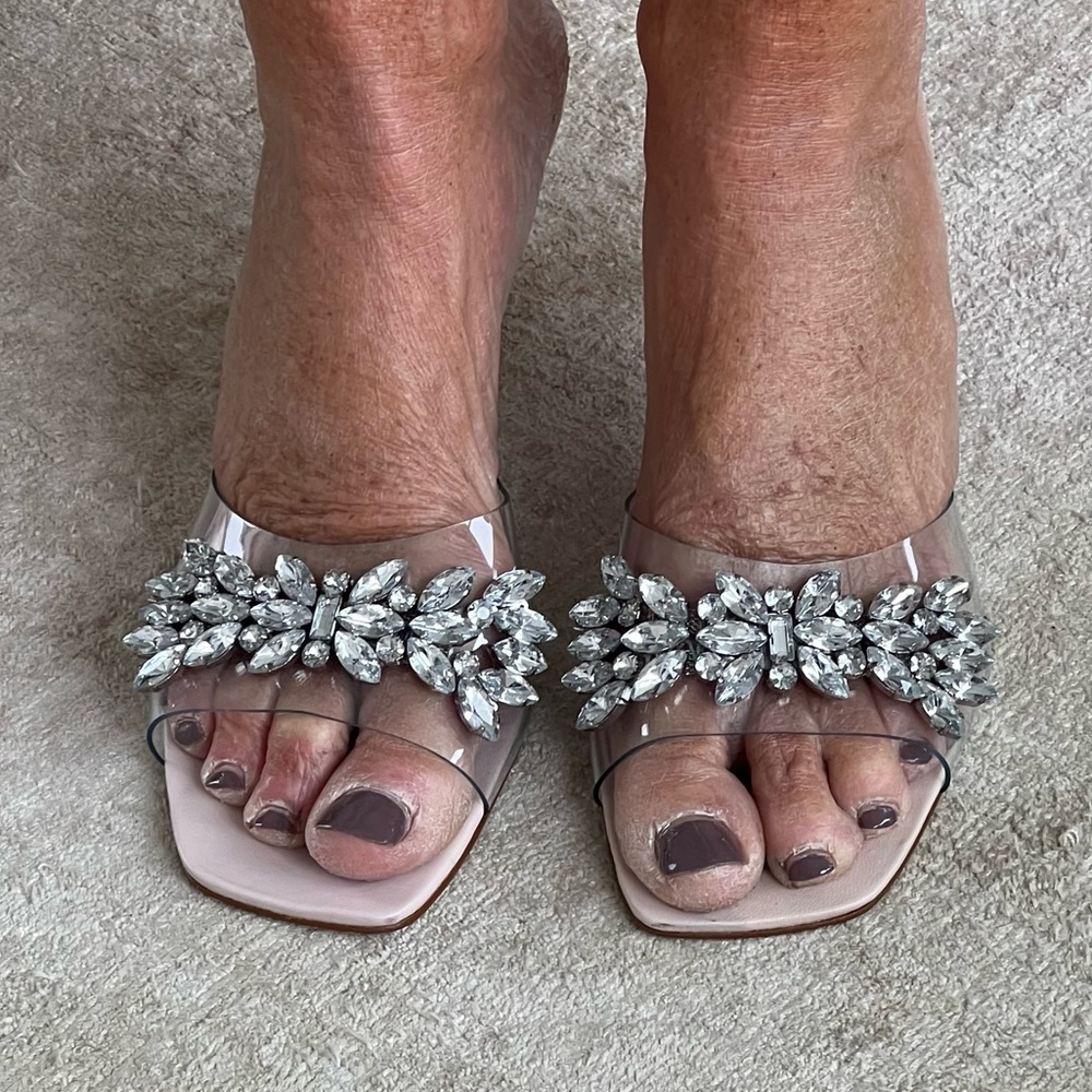Schutz embellished lucite heels